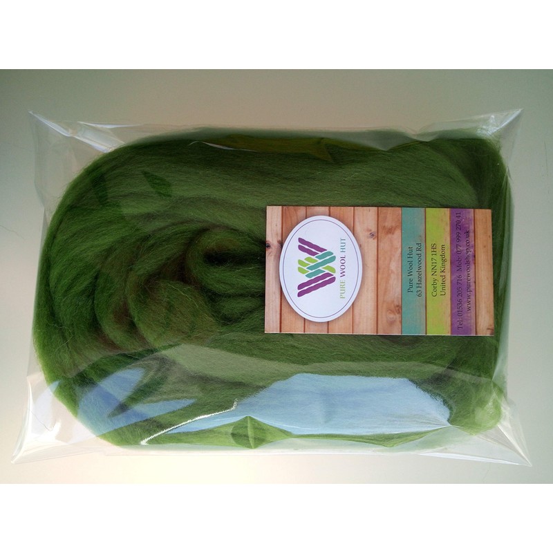 Green Family* 100% Pure Merino Wool for Felting, 30-200g (Olive