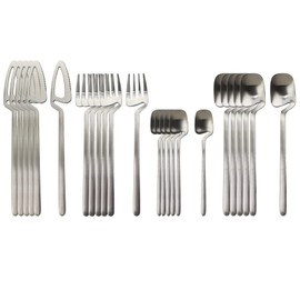 BRIIEC Matte Silver Silverware Set Stainless Steel Satin Finish Flatware Cutlery Set Service for 6, 24-Piece Spoons And Forks Kitchen Utensil Set, Dishwasher Safe (Matte Silver)