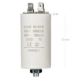 CABLEPELADO Start Capacitor for Electric Motor | Permanent Capacitor | Single Phase | 4 Ports | Suitable for Pumps, Compressors, Washing Machines, Air Machines | 450 VAC | 12.0 uF