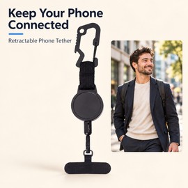 Retractable Phone Lanyard for Everyday Carry – Clip-On Tether with Phone Anchor Tab for Commuting & Travel