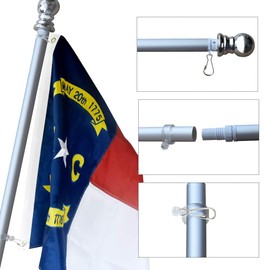 Vedouci American 3x5 North Carolina State Flag Kit with Nylon Flag & Aluminum Pole & Metal Base, Embroidered Stars, Fade Resistant Commercial Grade US Flag of NC