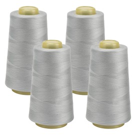 FOGAWA 4 Rolls of Sewing Thread Polyester Sewing Thread Sewing Machine Yarn, 40s/2, 3000 yards, Yarn Spool Overlock Yarn for Sewing Work, Quilting, Patchwork, Clothing (Light Grey 3021)