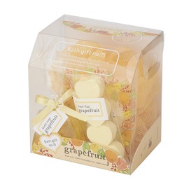 Sun Herb Bath Gift No.75 Grapefruit (Petite Bath Set with Bath Items and Sponge, Crisp and Dazzling Citrus Scent)
