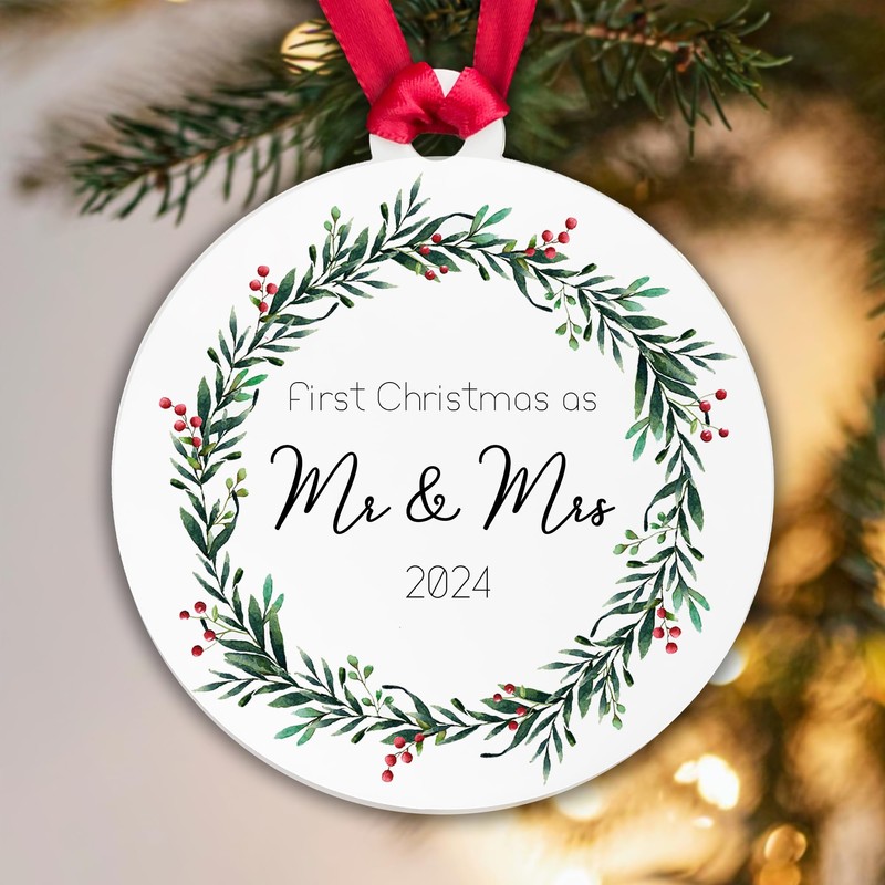 First Christmas as Mr and Mrs 2024 Wedding Bauble Christmas