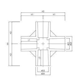 Kansai Kako PVC Fittings, 4-way 4-gang Cross, Cross Socket (20A)