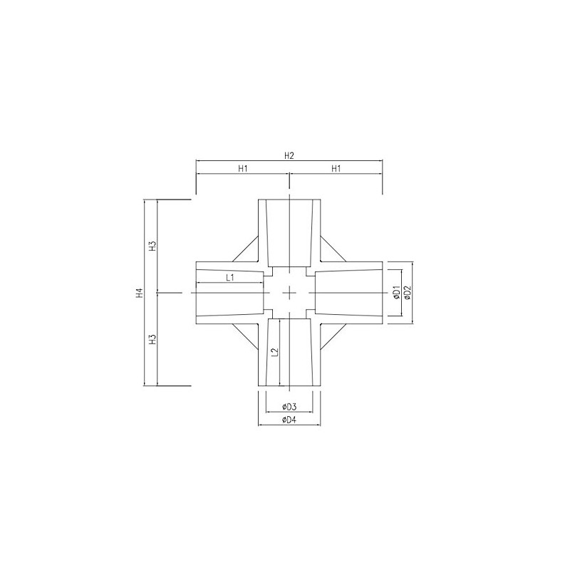 Kansai Kako PVC Fittings, 4-way 4-gang Cross, Cross Socket (20A)