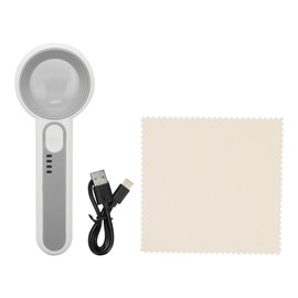 Magnifying Glass 11X Rechargeable 3 Levels Brightness Portable Handheld Magnifier with 10 LED for Reading Jewelry