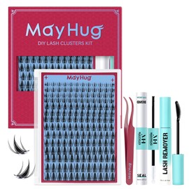 Mayhug Eyelash Extensions Set, Natural Lash Extension Set, 8-18 mm, Eyelash Extensions, D Curl Lashes Extension Kit, DIY Eyelash Set for Home (VelvetWisp Kit)