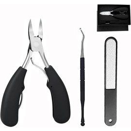  Samcos Nail Clippers, Set of 3, Stainless Steel, Anti-Slip, Nail File Included, Nipper Type, For Both Hands and Legs, Nail Sharpening, Thick Nails, Winding Nails, Deformed Nails,