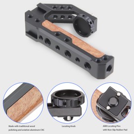 LEFTFOTO Top Handle Quick Release Handgrip for Camera Cage Rig with 3/8" ARRI Locating Pins, Anti-Off Designed,Wood & Metal Grip