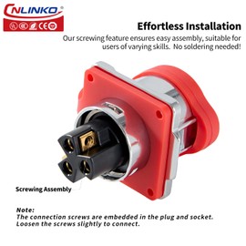 CNLINKO LP-24 3-Pin Industrial Waterproof Connector -Screw-in Design Circular Connector, IP68 Quick Plugging Aviation Connector, M24 Flange Socket with 4-Hole Panel (LP24 3 Pin)