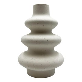 Bergamo Art 8 Inch Tall Beige Ceramic Vase in Beige