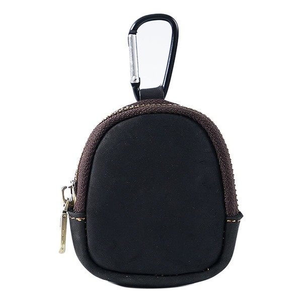 prendre PR-18L116-BK Mini Pouch with Carabiner, Genuine Leather, Cowhide Leather,
