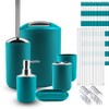 Clara Clark Teal Bathroom Accessories Set, 9 Piece Bathroom Set with Shower Curtain Set Liner and 12 Hooks, Soap Dispenser & Dish, Toothbrush Holder with Cup, Toilet Bowl Brush and Holder, Trash can