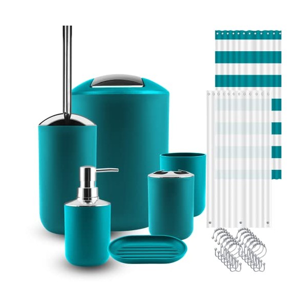Clara Clark Teal Bathroom Accessories Set, 9 Piece Bathroom Set