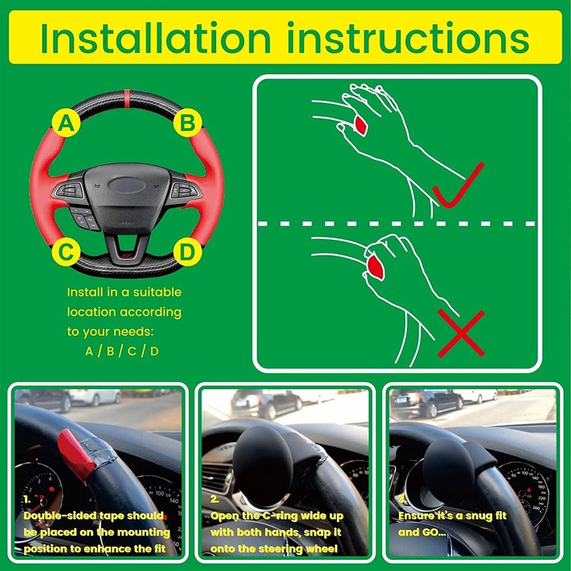 Steering Wheel Power Handle Spinner Knob with Skin-Touch Silicone,No Tools