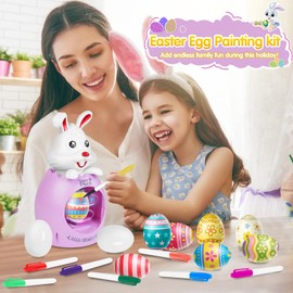 HaoVrisn Egg Painting Machine for Girls, Easter Eggs for Painting Set with 20 White Egg Shells and 8 Different Coloured Pens, Craft Set Easter Crafts Children 3-10 Years Easter Gifts Children