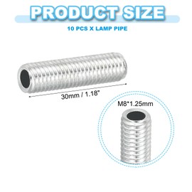 PATIKIL M8 Thread Carbon Steel Lamp Pipe 10 Sets 30mm/1.18" Hollow Tube Thread Adapter Fastener Hardware Lamp Light Chandelier Lighting DIY White Zinc Plated