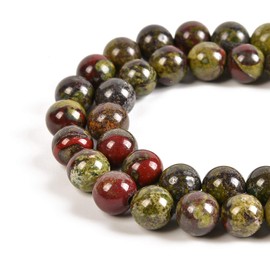 Nancybeads Gemstone Round Spacer Loose Beads 1 Strand 15.5" (Dragon Blood Jasper, 8mm 45Beads)