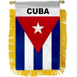 Cuba MINI BANNER FLAG GREAT FOR CAR & HOME Glass HANGING 2 SIDED