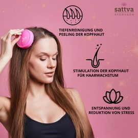 Sattva Kopfhaut-Massagebürste für Haare - Hair Scalp Massager Hair Growth - Haarwachstum & Peeling, Ergonomische Kopfmassage Bürste für Nass und Trocken Anwendung, Shampoo Bürste (Rosa)