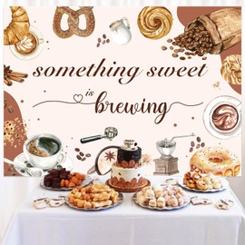 Coffee Baby Shower Decorations brown 7*5ft Somethings Sweet is Brewing Backdrop Banner Decor with Coffee Bean brown Donuts Brunch Tea Baby Shower Decor for Coffee Baby Shower Gender Reveal