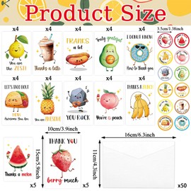 50Pcs Funny Thank You Cards With Envelopes & Stickers Employee Appreciation Cards Blank Inside Staff Cute Pun Cards for Coworkers Teachers Business Coworker Gratitude Assorted Greeting Cards 6x4In