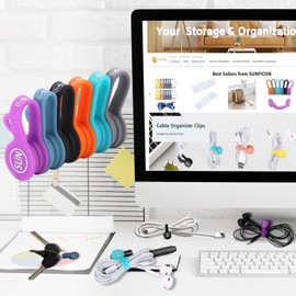 SUNFICON SUNFICON 6 Pack Magnetic Cord Organizers Cable Clips Cable Straps Silicone Twist Ties Colorful Headphone Cord Keeper Holder Manager Bookmark Whiteboard Fridge Magnet Keychain Gift Home,Office,School