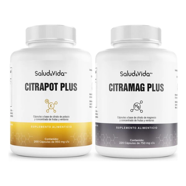 Citrato de Magnesio 220 Cápsulas y Potasio 200 Cápsulas -