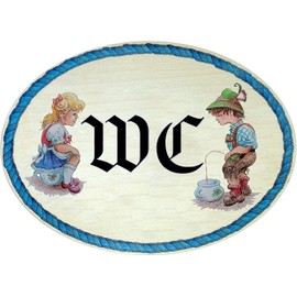 Kaltner Präsente Gift idea – decorative door sign in antique design decorative item toilet (18 x 13 cm) multi-coloured