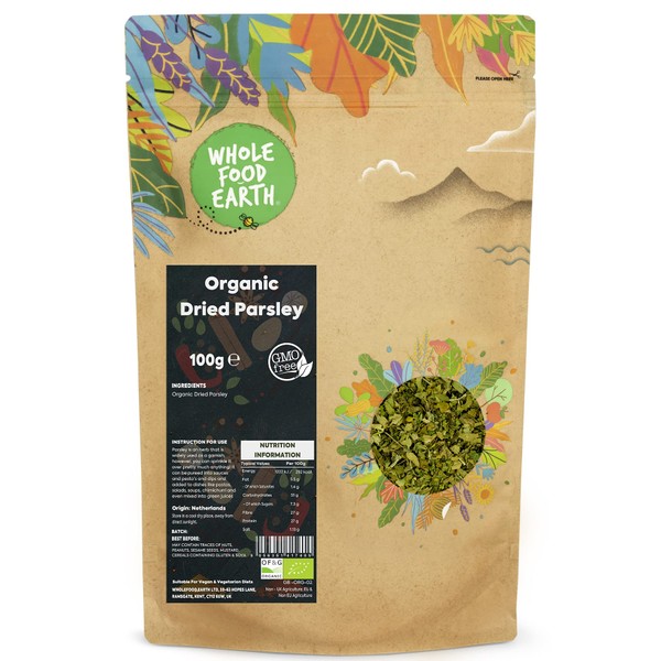 Whole Food Earth® - Organic Dried Parsley 100 g | GMO Free | Certified Organic