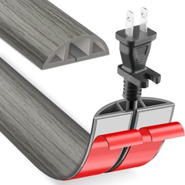 Floor Cord Cover Cable Cavity Self Adhesive Cord Hider Floor, Floor Electric Cord Covers, for Living Rooms, Rooms, Offices Floor Cable Cover - Cord Protector (Gray Wood, 1.18" x 3.3')