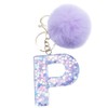 Xsclpomddy Initial Letter Resin Alphabet Key Rings with Fur Ball