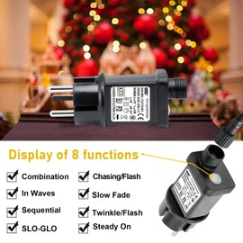 Transformer 31V 3.6W for CZJUTAI JT-EL/FC31V3.6W - 8 Modes Memory & Timer 6 Hours, IP44 for Christmas Garland, Light Nets, Ice Cubes