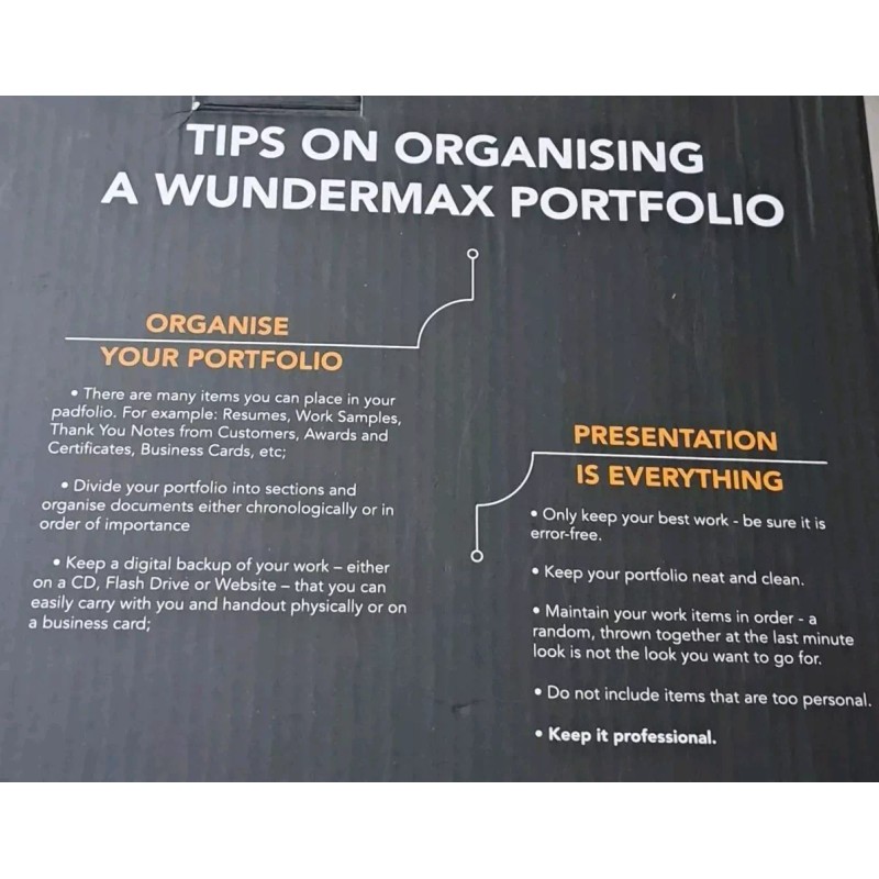 Wundermax Black Vegan Leather Portfolio With Tablet Pocket Zipper NIB