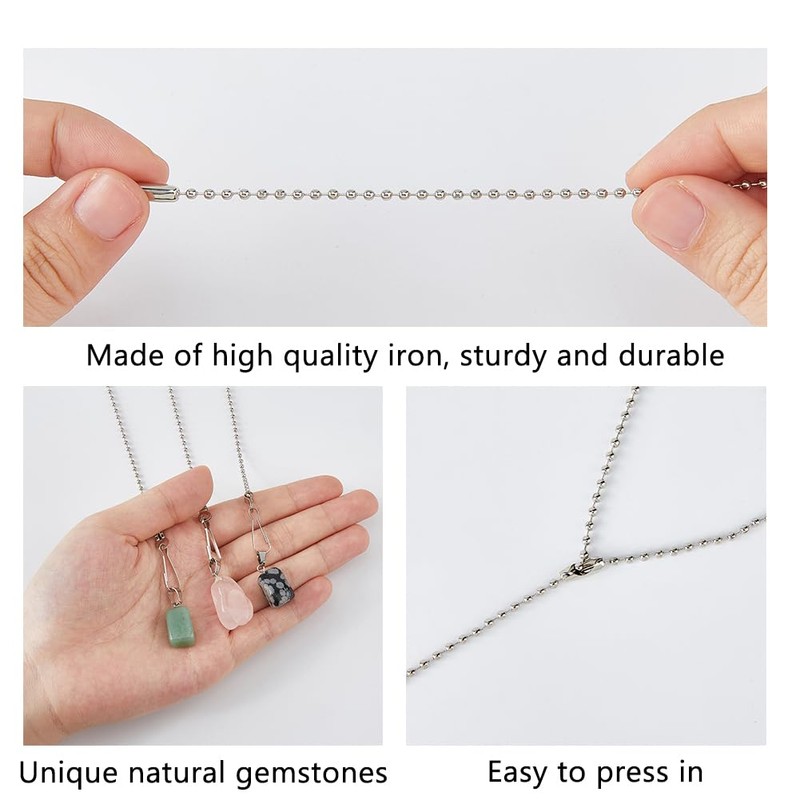 DICOSMETIC 8Pcs Natural Gemstone Ceiling Fan Pull Chains Extension 17