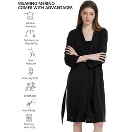SIORO Merino Wool Robe for Women Maternity Robe Nursing Robes for Hospital Labor Delivery V Neck Pregnancy Bathrobe S-3XL