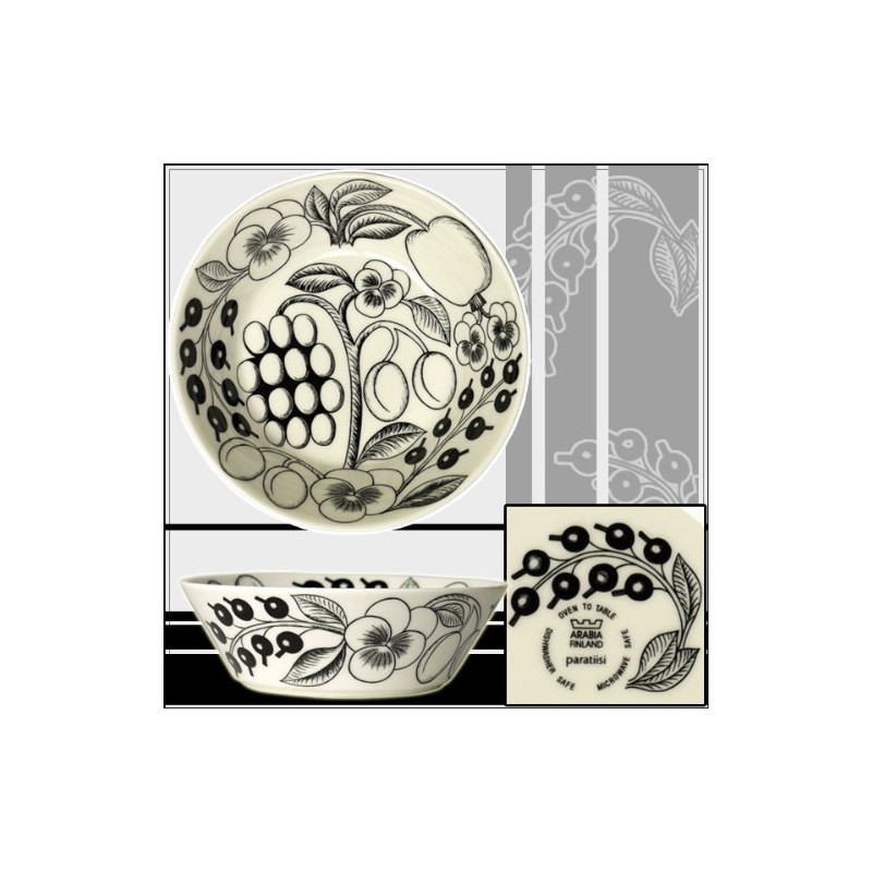 Arabia Black Paratyssi Soup Bowl 6.7 inches (17 cm)