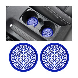 JNNJ 4 Pieces Universal Cup Holder Insert Mats, PVC Cup Mat for Car Cup Holder, High Temperature Resistance Non-slip Car Cups Holders, Accessories Auto Totem Cups Pads for Car Interior(Blue)
