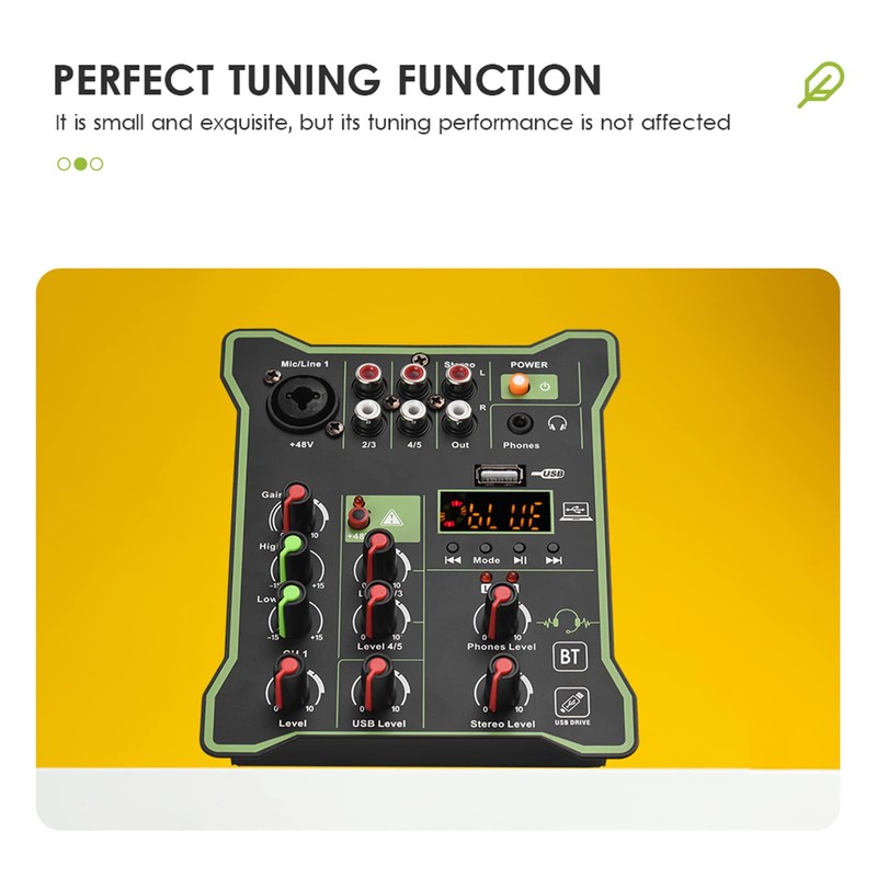 Audio Mixer, 5-Channel Compact Audio Mixer Sound Mixing Console 48V