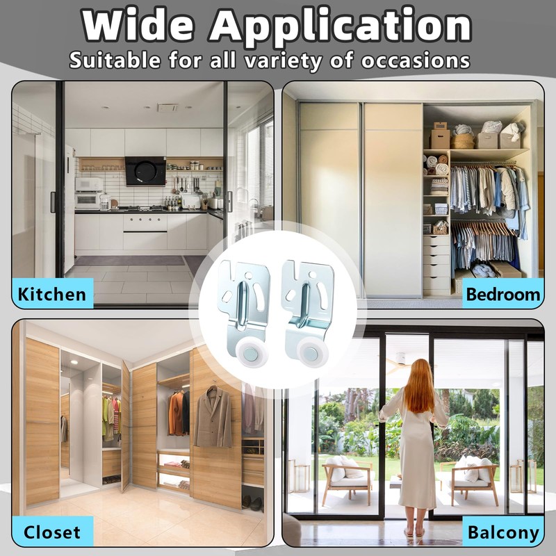 HCEWSBFD 2 Pcs Closet Sliding Door Hardware Wardrobe Roller Kit