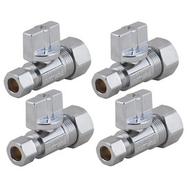 LD Valve-1/4 Turn Straight Stop Valve 5/8"OD x 3/8"OD Compression,LF Brass Chrome Plated Str Shut Off Water Supply Stop for Faucet or Toilet Installation (4-Pack)