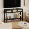 KIGOTY Rattan Console Table with Charging Station, Narrow Long Sofa