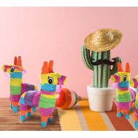GIFTEXPRESS 12pc Value Pack Mini Donkey Piñatas 7.5x5.5", Rainbow Party Decoration for Cinco De Mayo, Fiestas, Taco, Llama Birthday, Carnival, Classroom & Table Centerpiece Party Favor