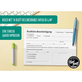 TypeStoff BD-01524 Medical Certificate 4 Pads of 50 Sheets DIN A6