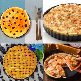 Tart Pan, Quiche Pan, RICHSC Non-Stick Removable Loose Bottom Carbon Steel 9In Tart Pan, Easy to Operate and Clean.
