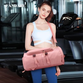 FANDARE Sports Bag Travel Bag Casual Laptop Backpack Men Women Weekender with Shoe Compartment Ryanair Hand Luggage Doctor Bag Fitness Bag Training Bag Swimming Bag Travel Bag Holiday Bag, pink, L,