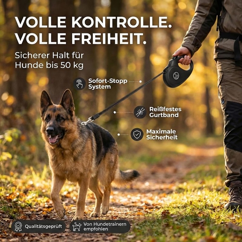 HUND IST KÖNIG Retractable Dog Lead 8 m for Small