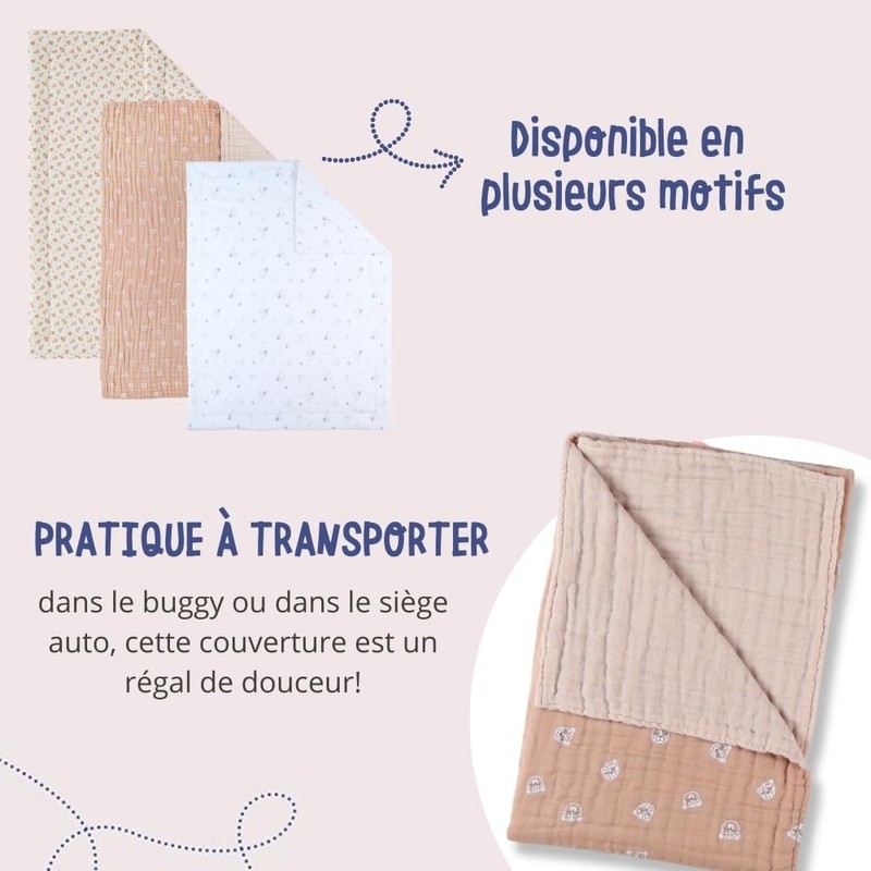 Noukie's Mix & Match Musselin-Decke, Katze, Braun, 75 x 100