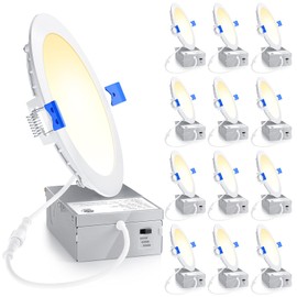 Ensenior 12 Pack 6 Inch LED Recessed Light, Dimmable, 3000K-5000K 3CCT, 1200LM High Brightness, 12W 120V, 3 Pin, ERL-12X-ETL, Damp Rated, Ultra-Thin Canless Wafer Ceiling Light - ETL & FCC & IC
